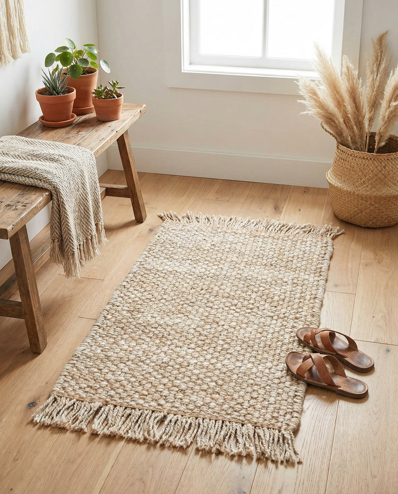 Savannah Jute Collection Area Rug - Seashore Rectangle Ivory  lifestyle 45