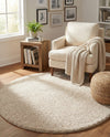 Solid Shag Seaside Collection Area Rug - Azure Cove (Ivory) Round Ivory  lifestyle 40