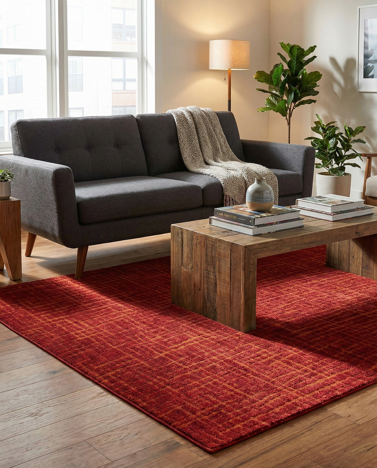 Haven Tapestry Collection Area Rug - WhisperingFalls Rectangle Burnt Sienna  lifestyle 54