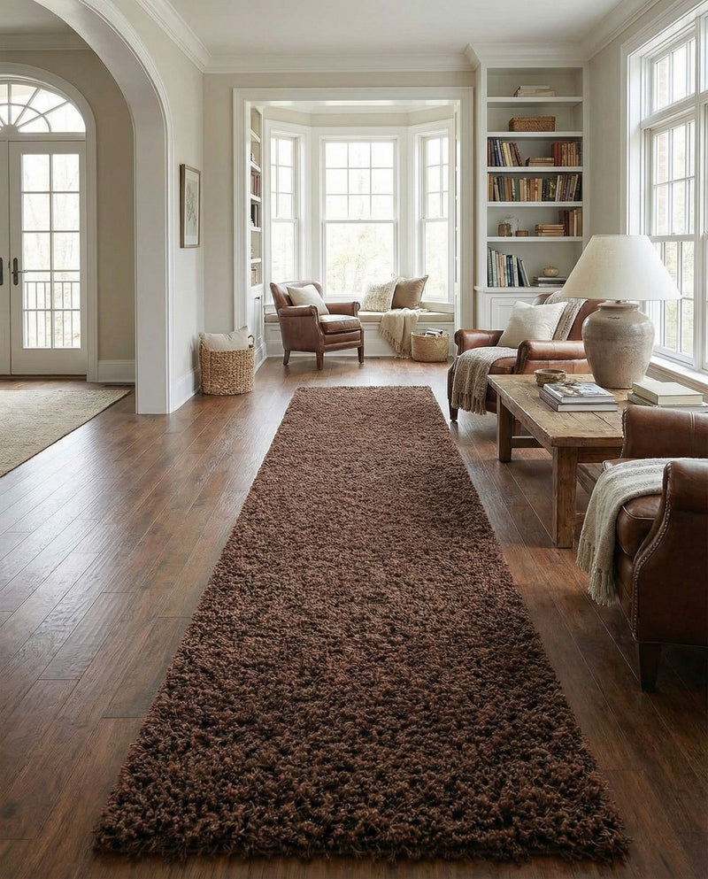 Plush Oasis Collection Area Rug - Serenity (Chocolate Brown) Runner Chocolate Brown  lifestyle 54