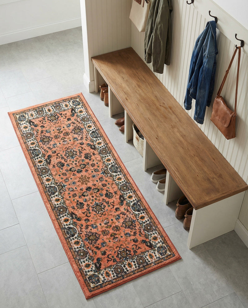 Casablanca Tapestry Collection Area Rug -  Marrakech (Salmon) Runner Salmon  lifestyle 51