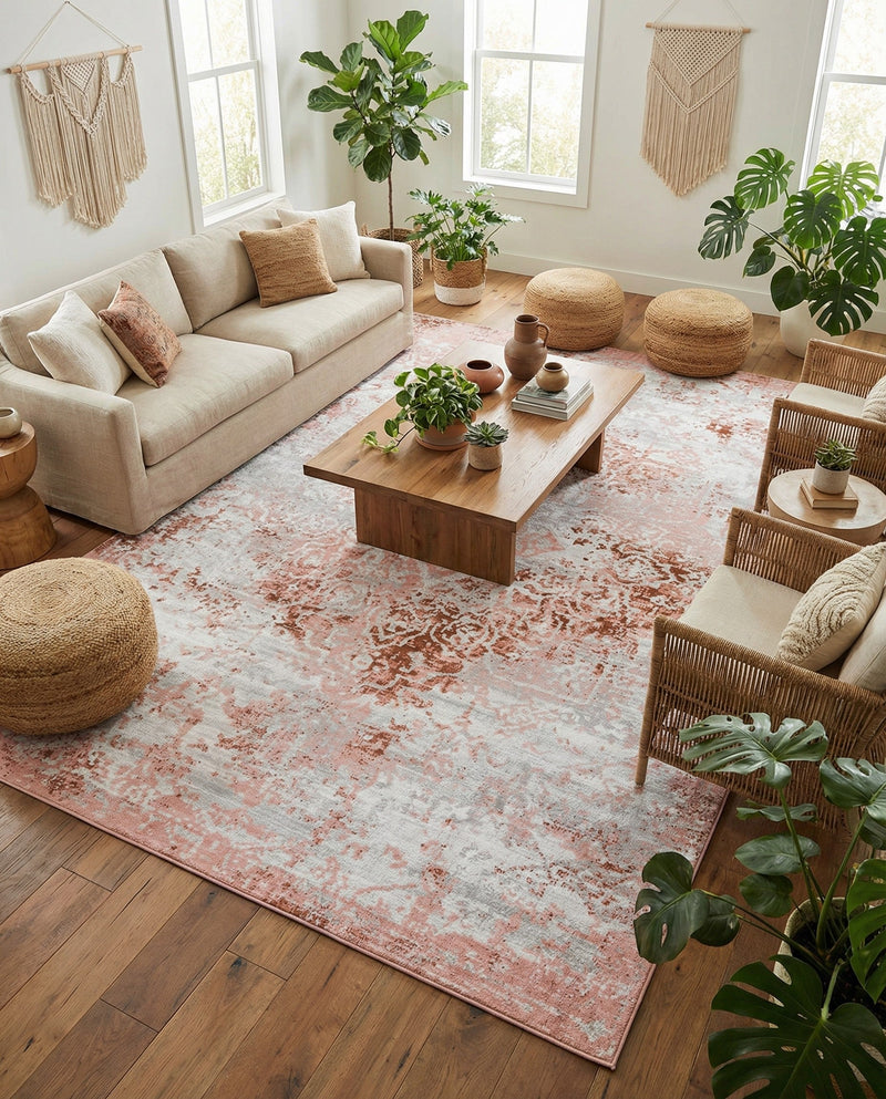Aegean Elegance Washables Collection Area Rug -  Serifos Rectangle Rose Pink  lifestyle 25