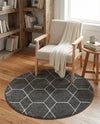 Trellis Mosaic Collection Area Rug - Arborville (Dark Gray) Round Dark Gray  lifestyle 80