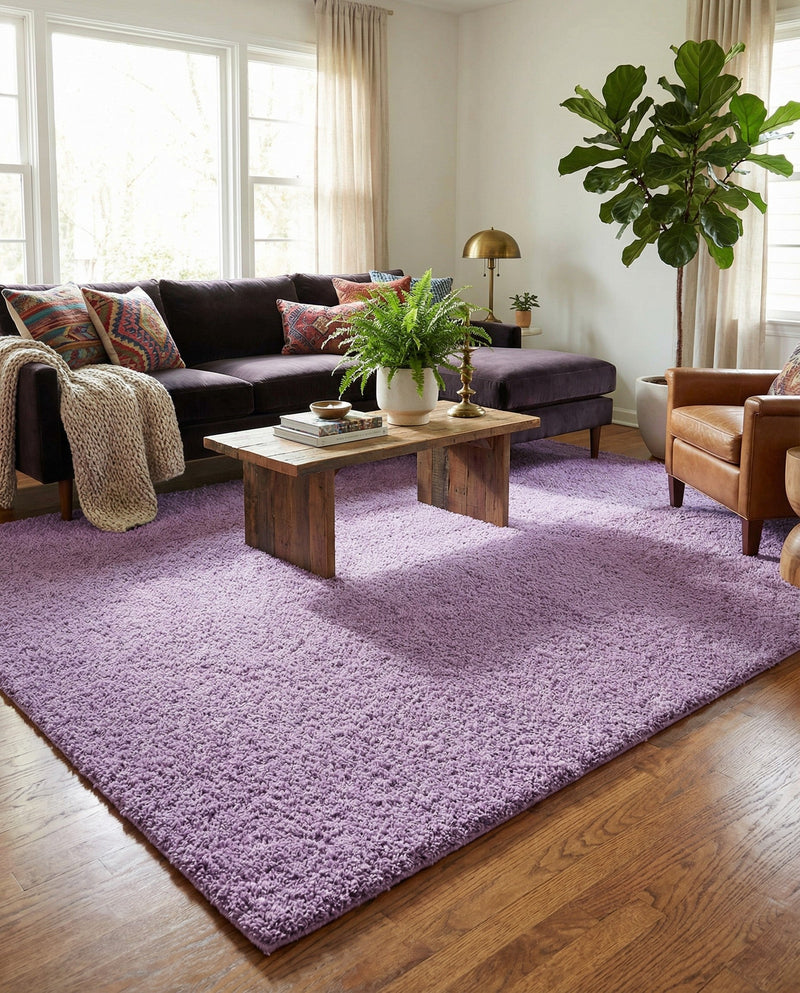 Plush Oasis Collection Area Rug - Serenity (Lilac) Rectangle Lilac  lifestyle 32
