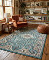 Persian Elegance Collection Area Rug -  Qom Rectangle Blue  lifestyle 18