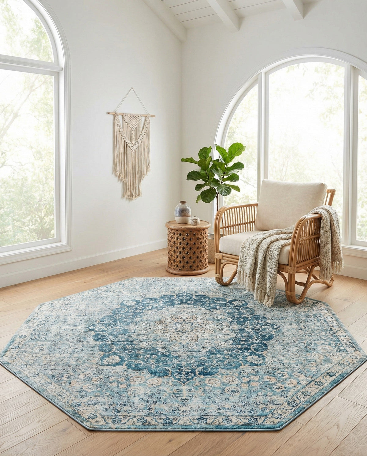 Coastal Haven Collection Area Rug - Seabreeze (Navy Blue) Octagon Navy Blue  lifestyle 37