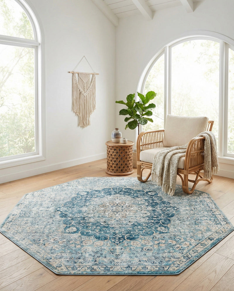 Coastal Haven Collection Area Rug - Seabreeze (Navy Blue) Octagon Navy Blue  lifestyle 37