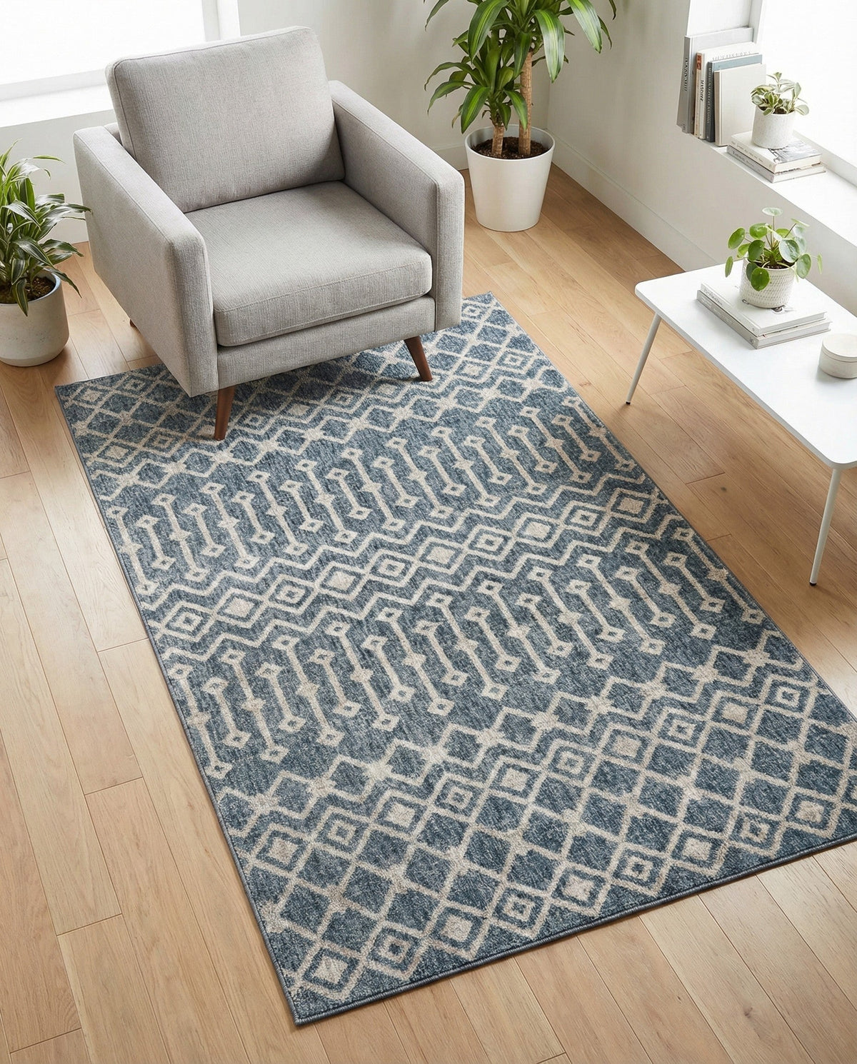 Geo Garden Lattice Collection Area Rug -  Andalusia Rectangle Harbor Blue  lifestyle 38