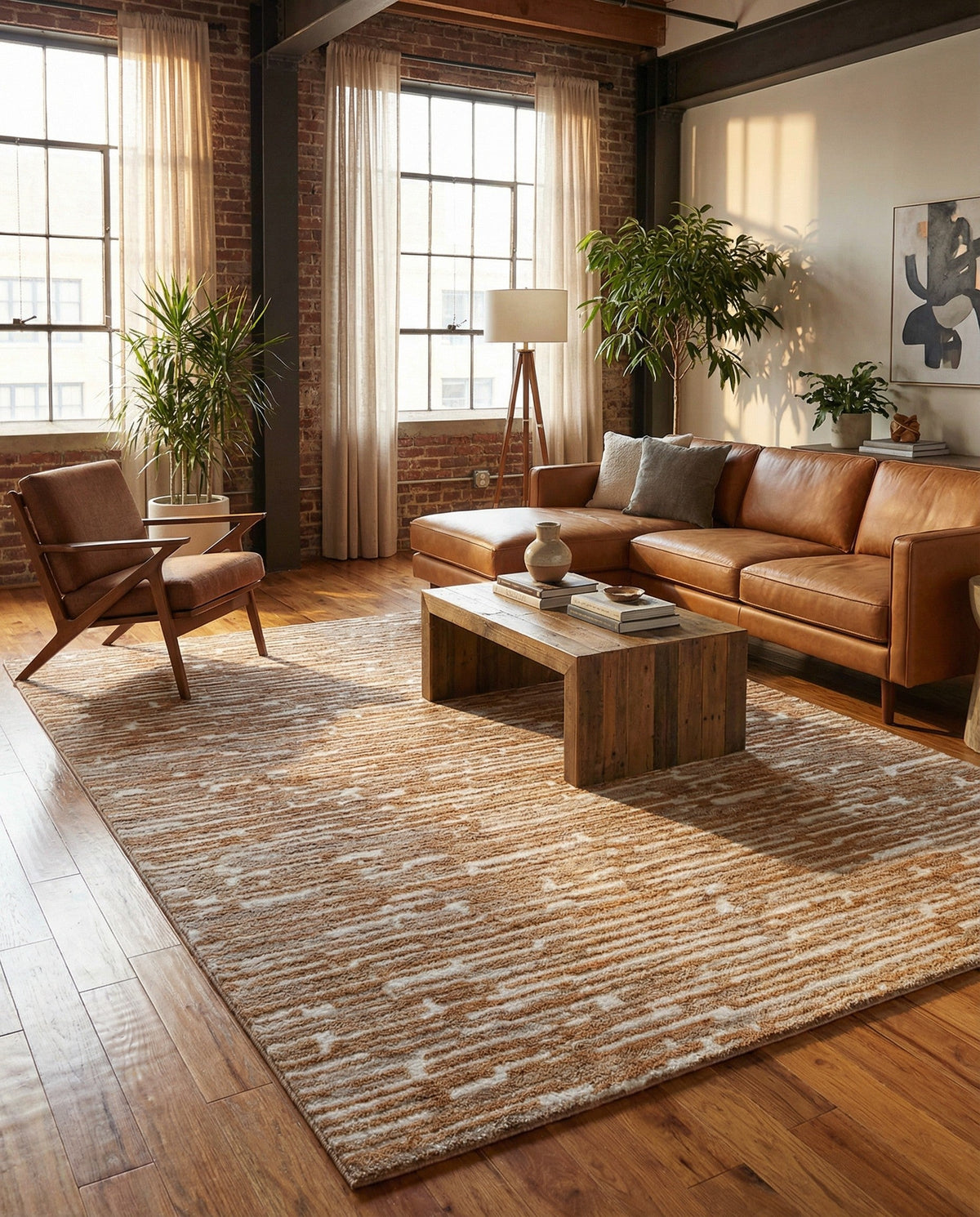 Sienna Collection Area Rug -  Rome Rectangle Caramel and Ivory  lifestyle 56