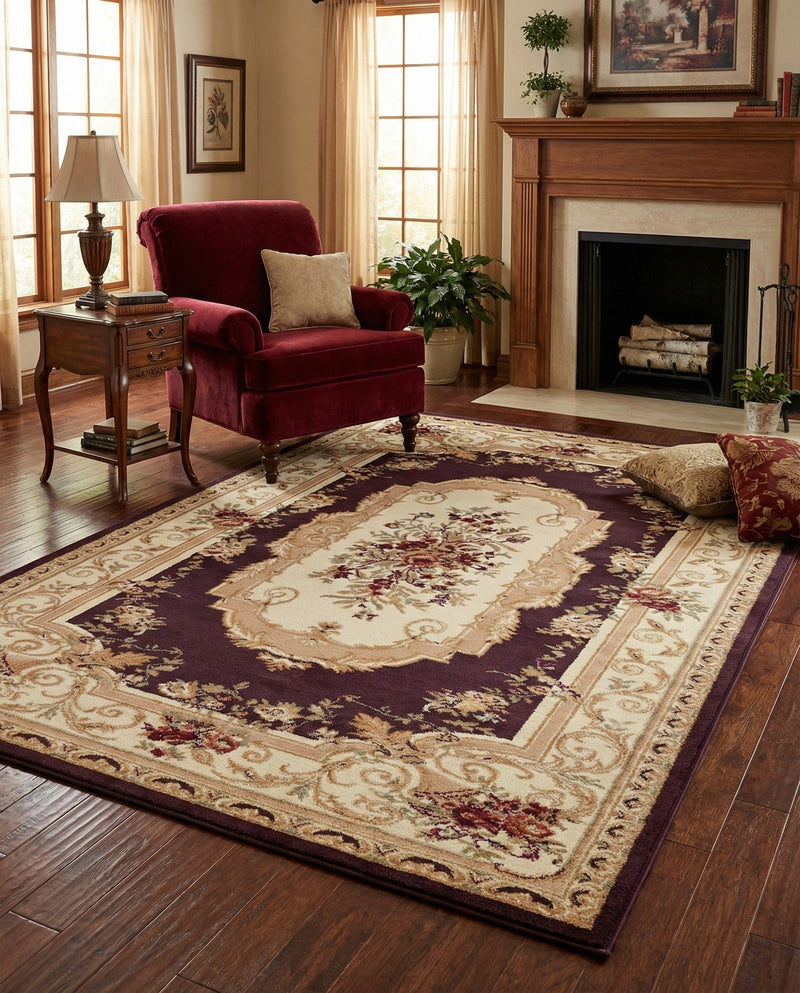 Versailles Elegance Collection Area Rug -  Louveciennes (Brown) Rectangle Brown  lifestyle 31