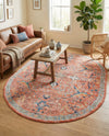 Seville Stripes Collection Area Rug -  Malaga (Brick Red) Oval Brick Red  lifestyle 61