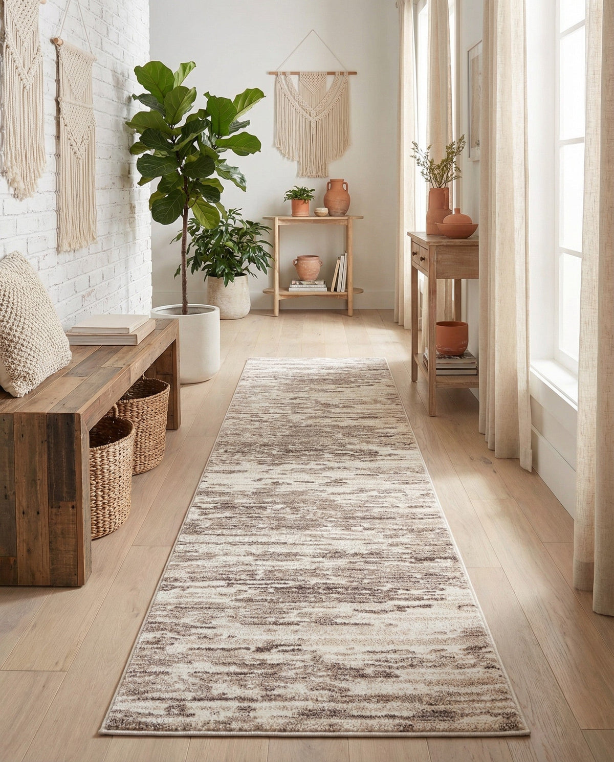 Serenity Sands Collection Area Rug - Dunescape Runner Brown  lifestyle 141