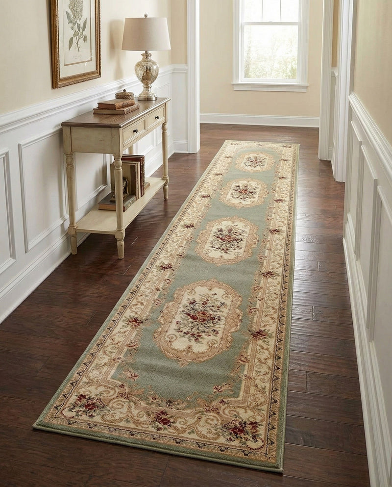 Versailles Elegance Collection Area Rug -  Louveciennes (Green) Runner Green  lifestyle 47