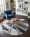 Santa Fe Trails Collection Area Rug -  Navajo Round Gray and Ivory  lifestyle 59