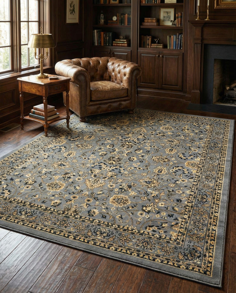 Isfahan Elegance Collection Area Rug - Naghsh-e Jahan (Gray) Rectangle Gray  lifestyle 12