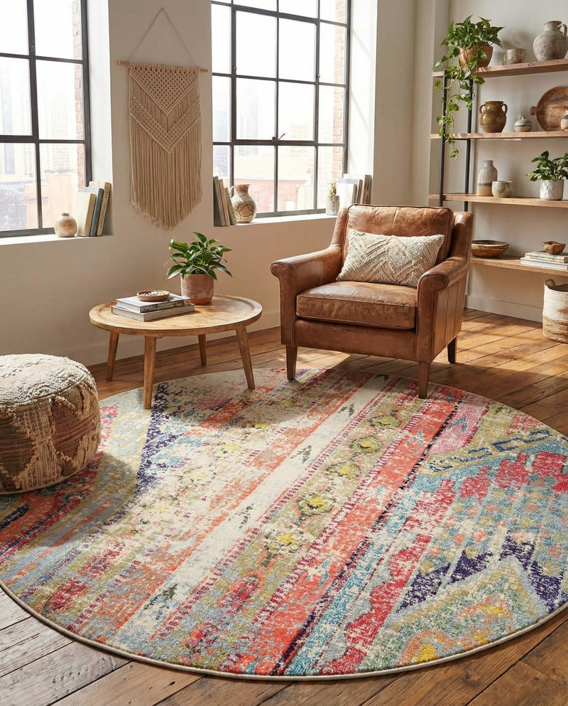 Sedona Vista Collection Area Rug -  Cholla Round Multi  lifestyle 41