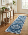 Baroque Era Collection Area Rug - Versailles (Navy Blue) Runner Navy Blue  lifestyle 33