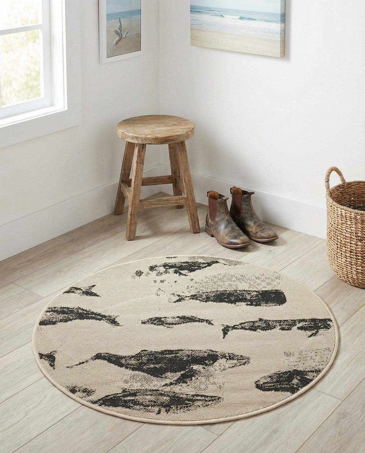 Seaside Haven Rugs Collection Area Rug -  Seabreeze Round Beige  lifestyle 88