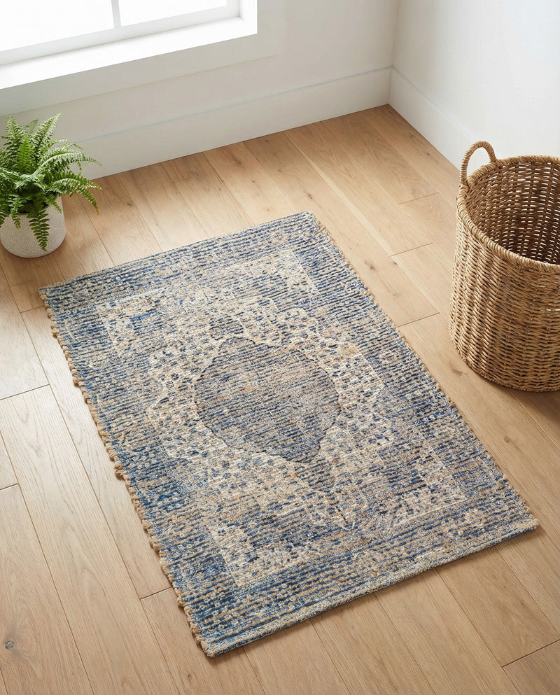 Savannah Threads Collection Area Rug - Charleston Rectangle Blue  lifestyle 12