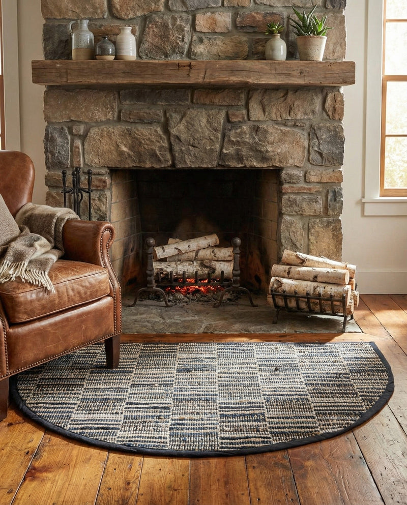 Osian Looms Collection Area Rug - Osian Hearth Blue  lifestyle 17