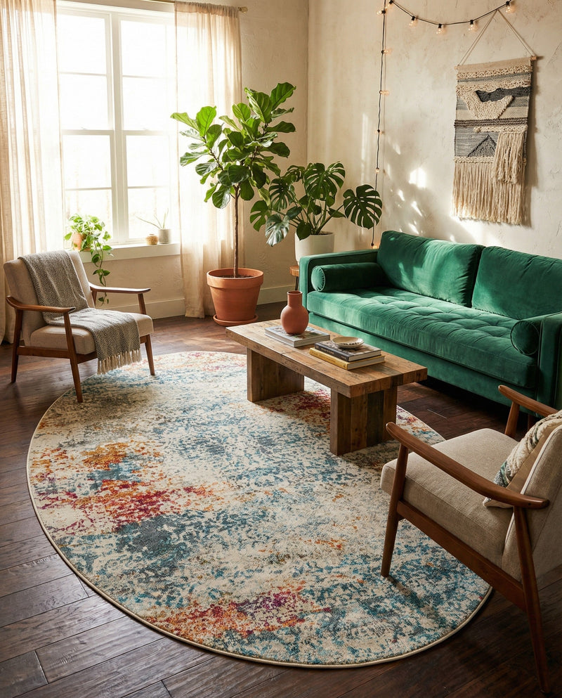 Caribbean Breeze Collection Area Rug -  Isla Oval Cream  lifestyle 46