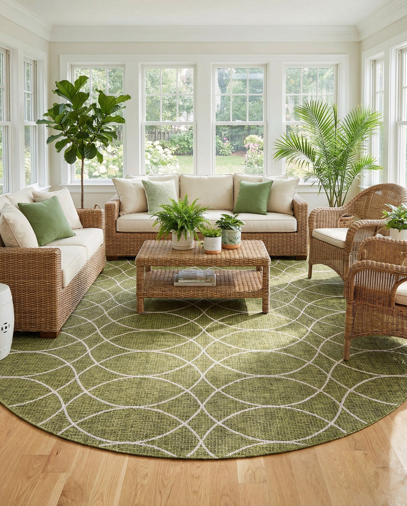 Savannah Pergola Collection Area Rug -  Pavilion (Green) Round Green  lifestyle 24