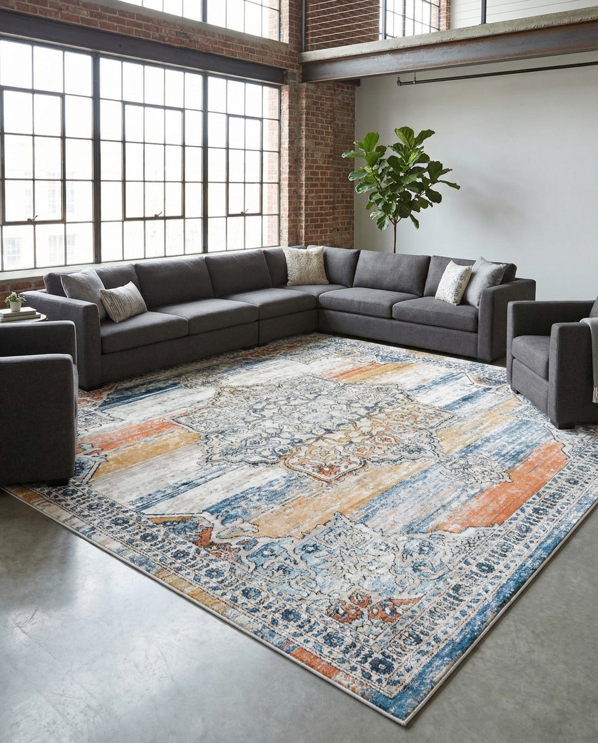 Mykonos Manor Collection Area Rug -  Tinos (Multi) Square Multi  lifestyle 84