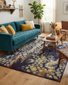 Venetian Tapestry Collection Area Rug - Murano Rectangle Navy Blue  lifestyle 31