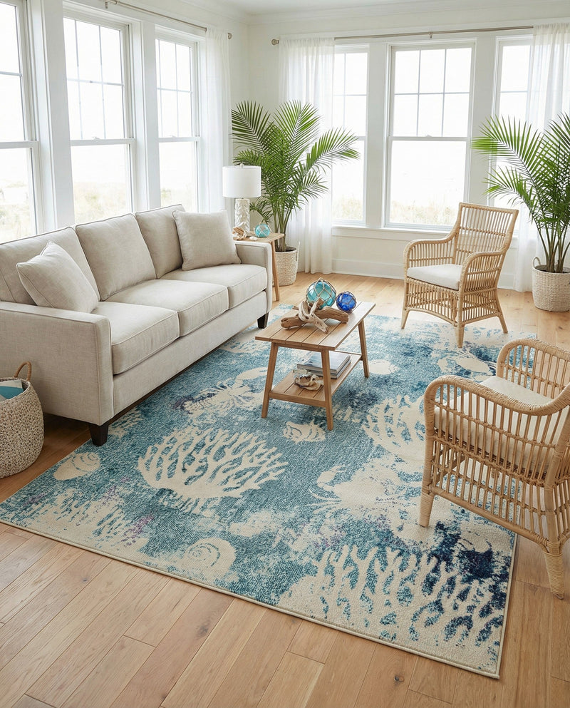 Sorrento Shores Collection Area Rug -  Vico Rectangle Light Blue  lifestyle 40