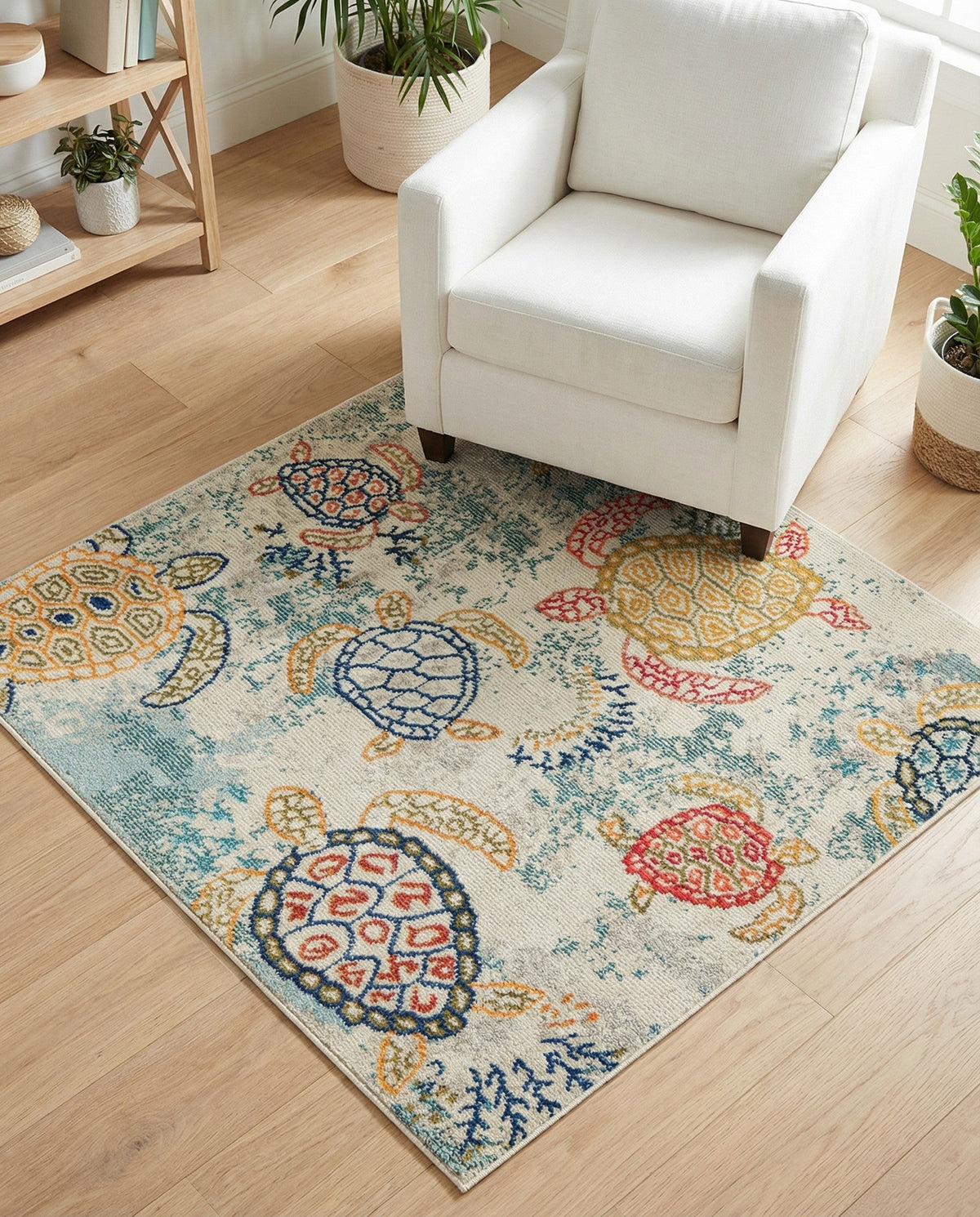 Sorrento Shores Collection Area Rug -  Massa Square Beige  lifestyle 123