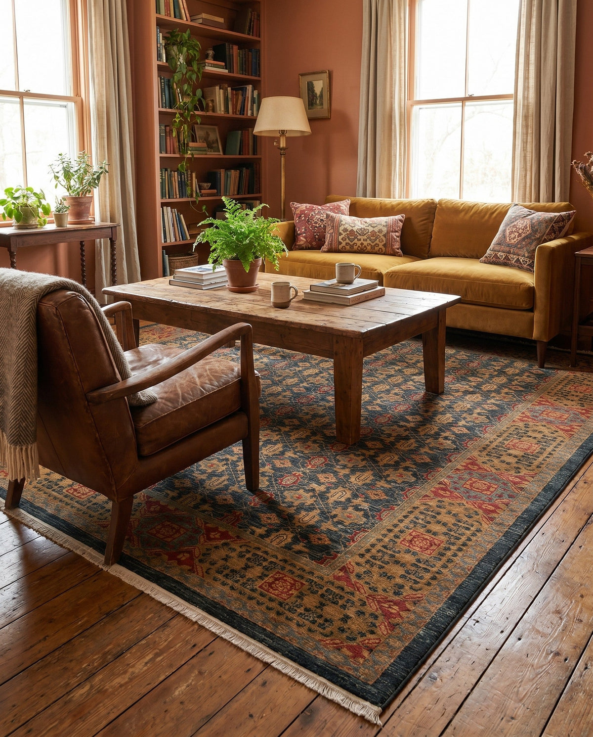 Ottoman Elegance Collection Area Rug -  Pamukkale Rectangle Navy Blue  lifestyle 15