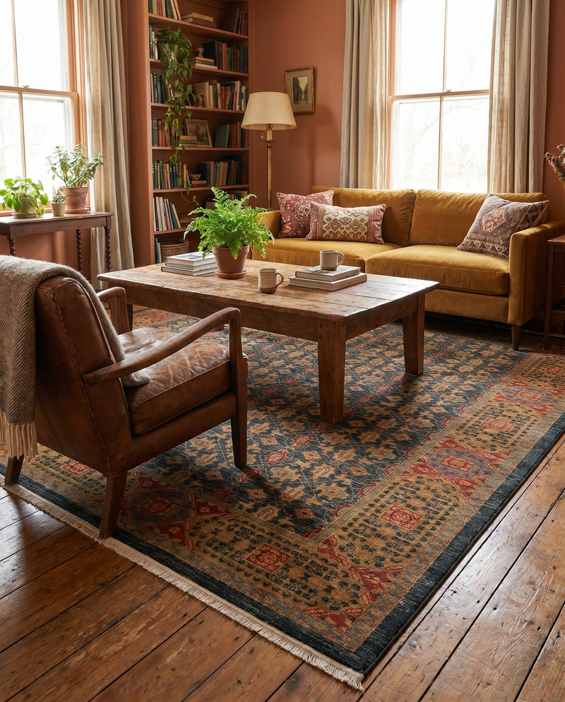 Ottoman Elegance Collection Area Rug -  Pamukkale Rectangle Navy Blue  lifestyle 15