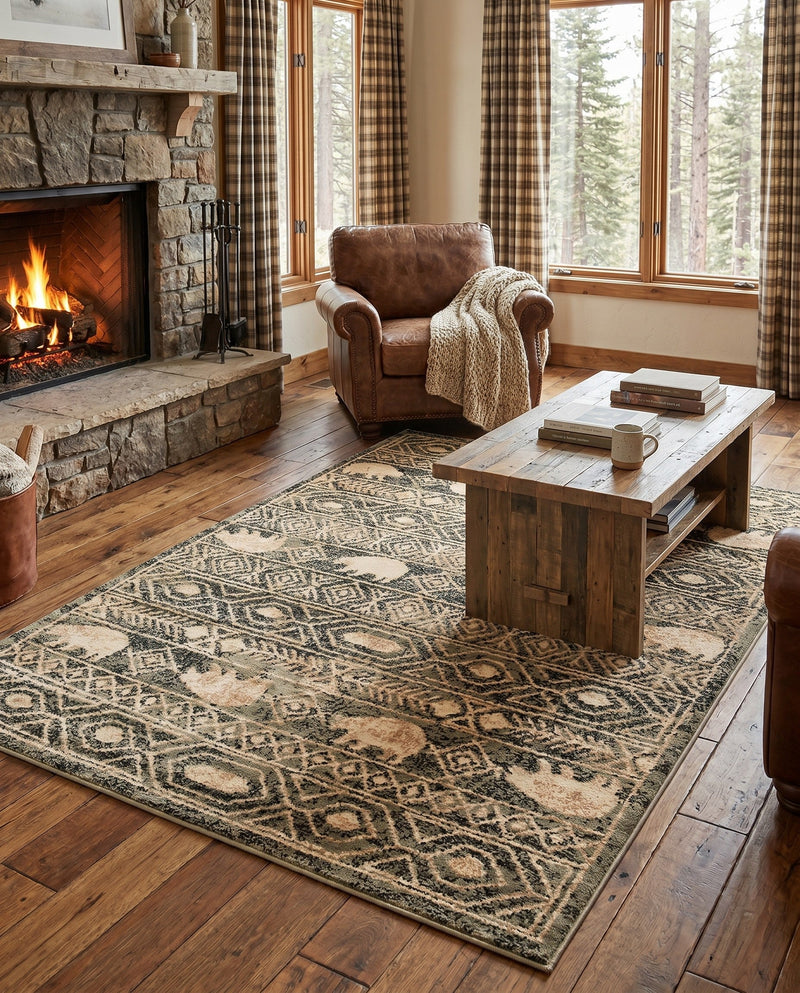Frontier Trails Collection Area Rug -  Sedona Rectangle Green  lifestyle 8