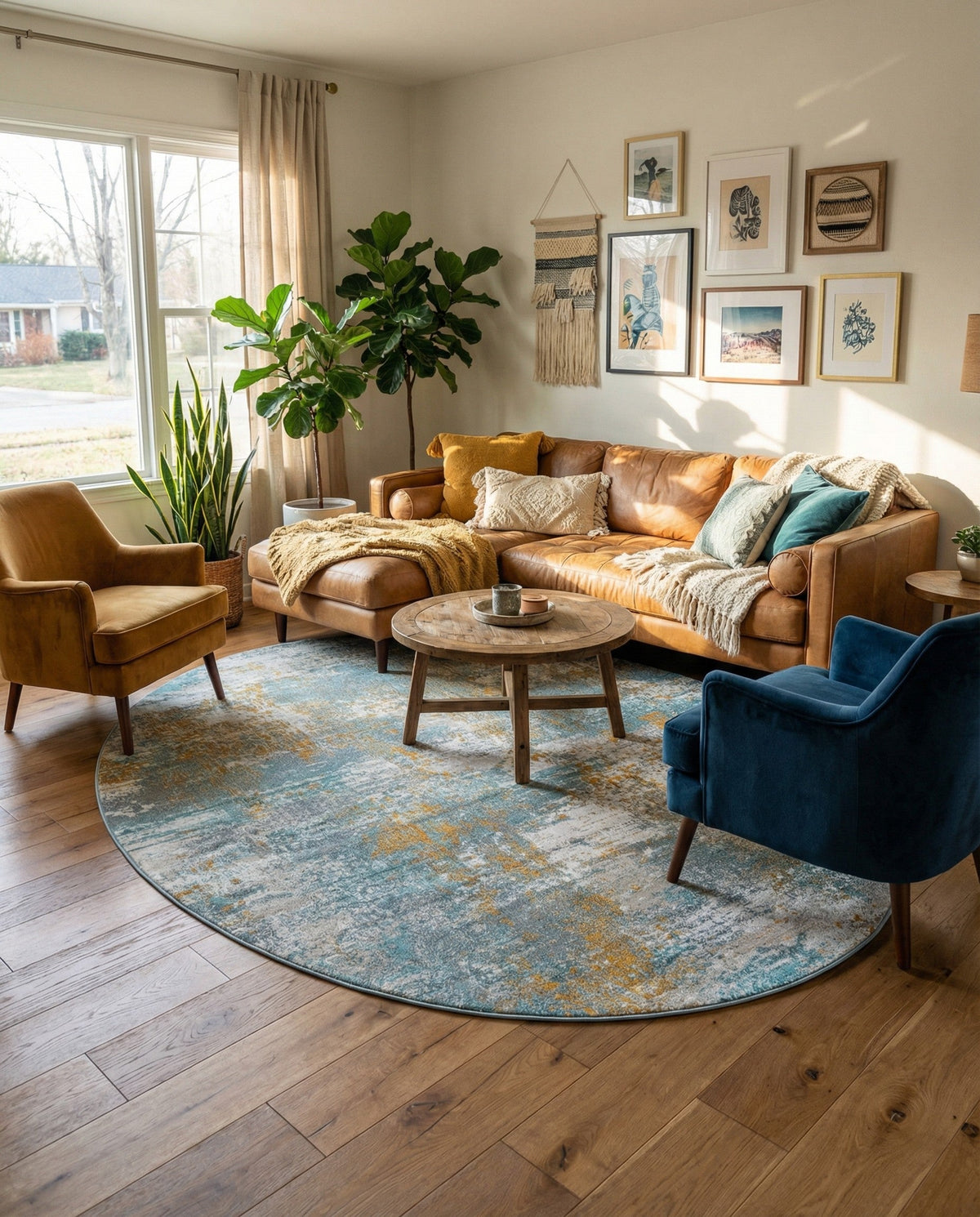 Arcadia Rugs Collection Area Rug -  Nirvana Oval Cream Blue  lifestyle 73