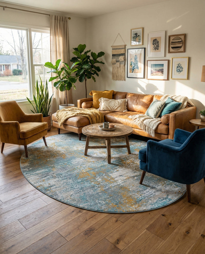 Arcadia Rugs Collection Area Rug -  Nirvana Oval Cream Blue  lifestyle 73
