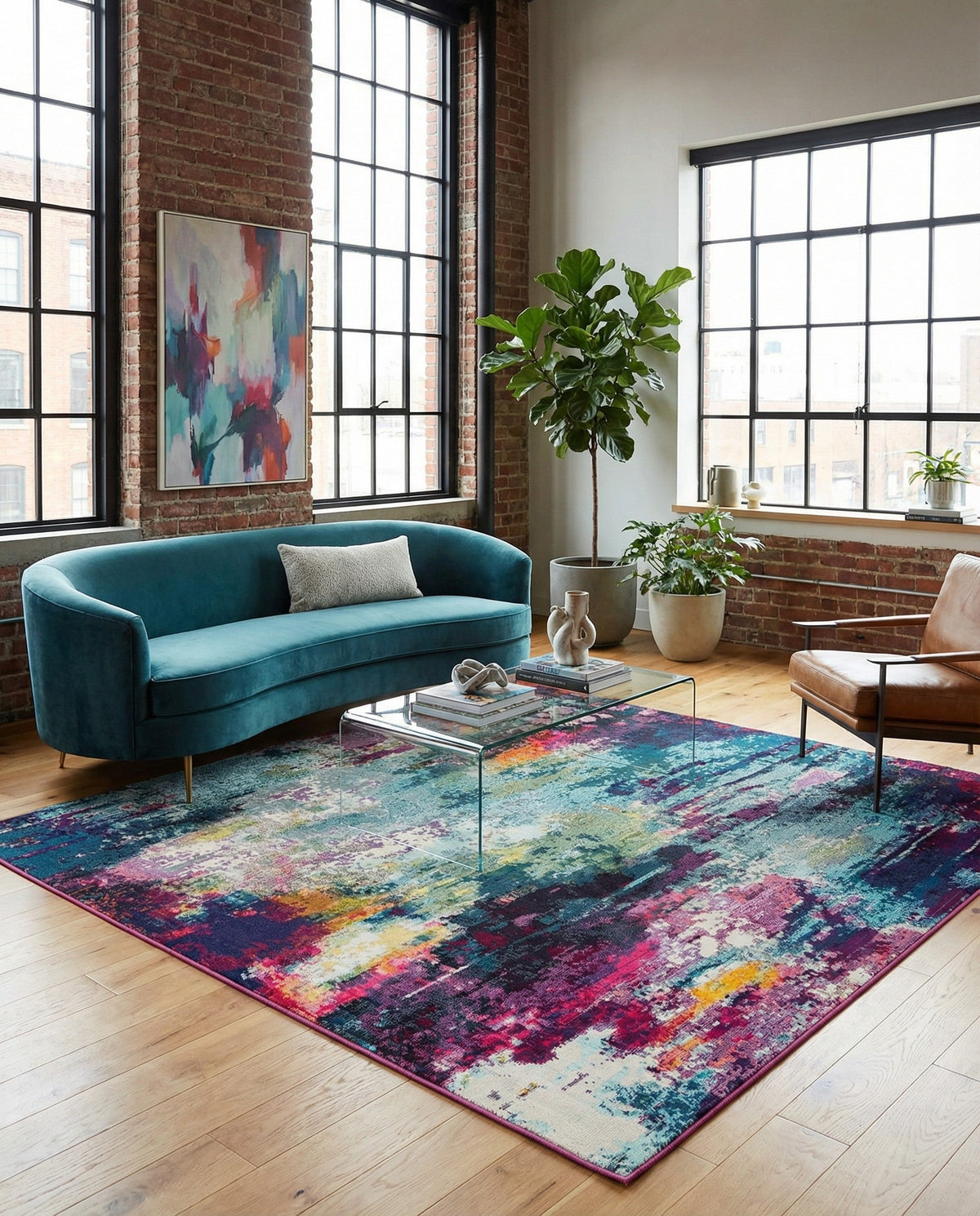 Chromatic Oasis Collection Area Rug -  Oasis Square Multi  lifestyle 94