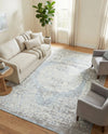 Rustic Charm Revival Collection Area Rug -  Meadowland Rectangle Light Blue  lifestyle 24