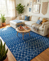 Mediterranean Lattice Collection Area Rug - Santorini (Navy Blue) Rectangle Navy Blue  lifestyle 4
