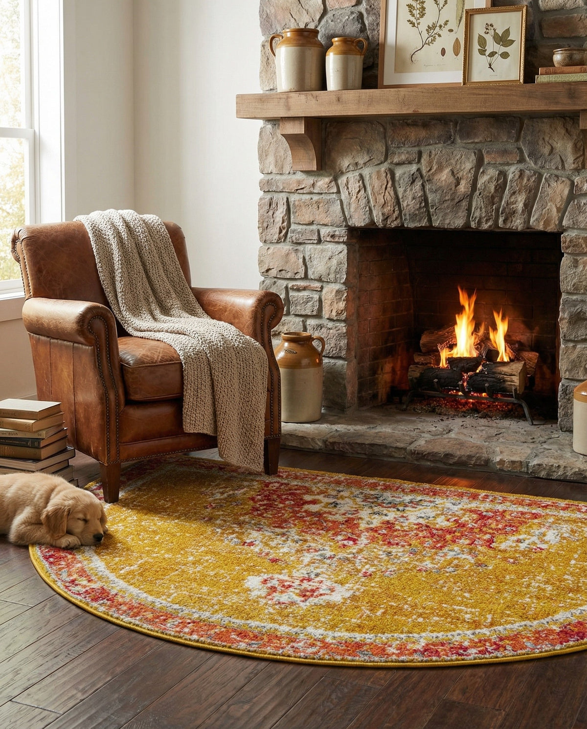 Brighton Terrace Collection Area Rug - Hove (Gold) Hearth Gold  lifestyle 111