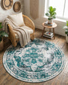Riviera Elegance Collection Area Rug -  Menton (Turquoise) Round Turquoise  lifestyle 59