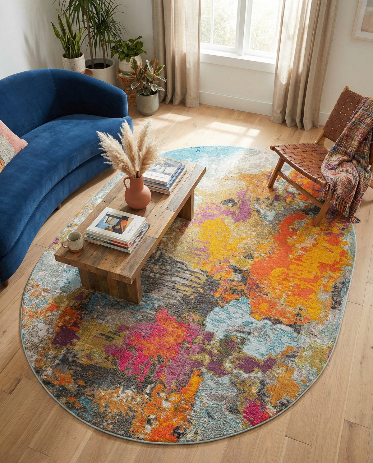 Colorburst Oasis Collection Area Rug -  Spectrum Oval Multi  lifestyle 81