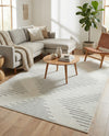 Seychelles Stripes Collection Area Rug - Mahe (Ivory and Gray) Rectangle Ivory and Gray  lifestyle 19
