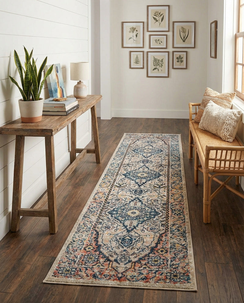 Seville Stripes Collection Area Rug - Cadiz (Blue) Runner Blue  lifestyle 71