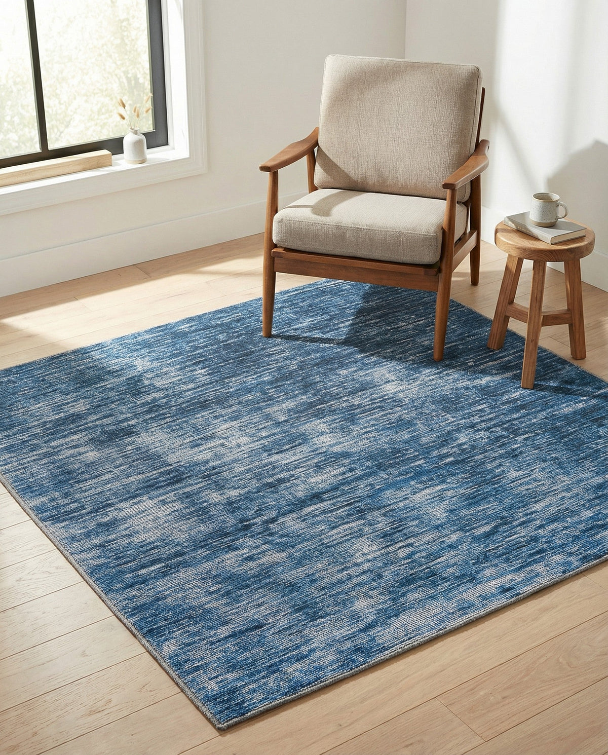 Sahara Essence Collection Area Rug - Oasis (Blue) Square Blue  lifestyle 95