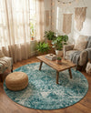 Riviera Elegance Collection Area Rug -  Monaco (Turquoise) Round Turquoise  lifestyle 43