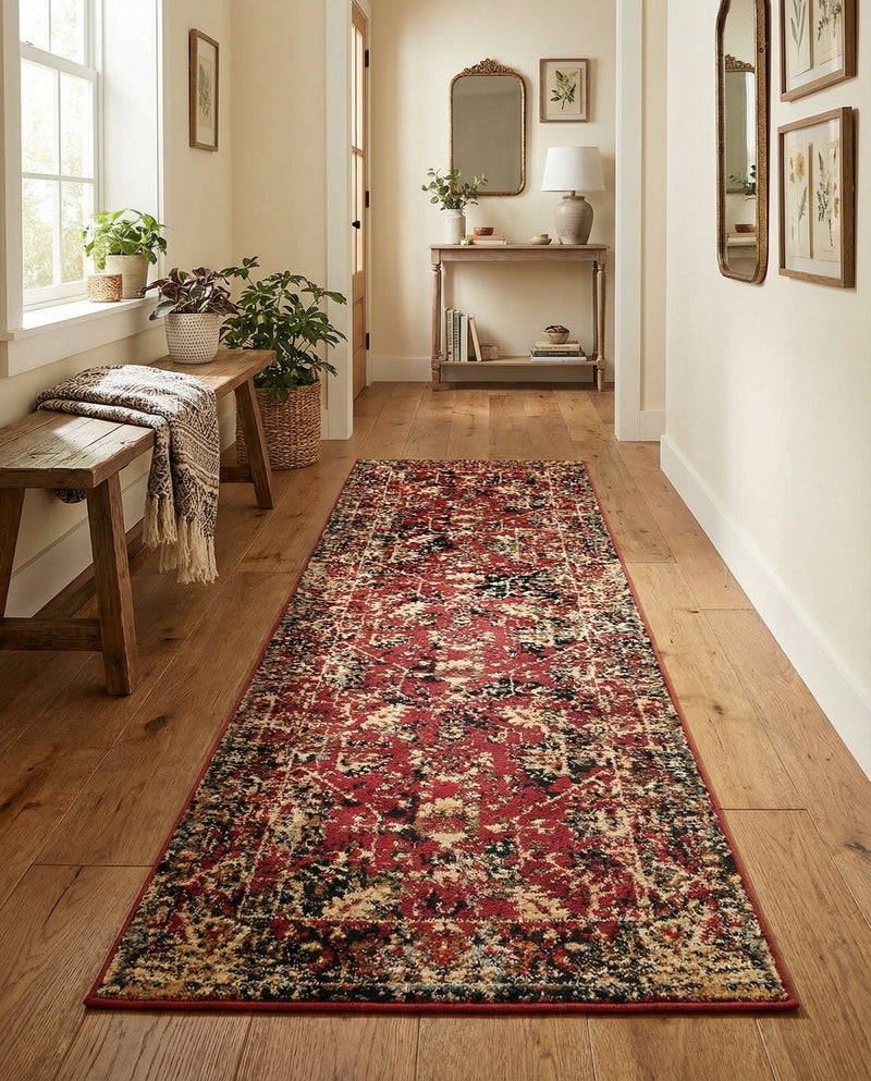 Neptune Elegance Collection Area Rug -  Galatea (Burgundy) Runner Burgundy  lifestyle 35