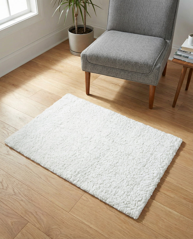Solid Shag Seaside Collection Area Rug - Azure Cove (Snow White) Rectangle Snow White  lifestyle 12