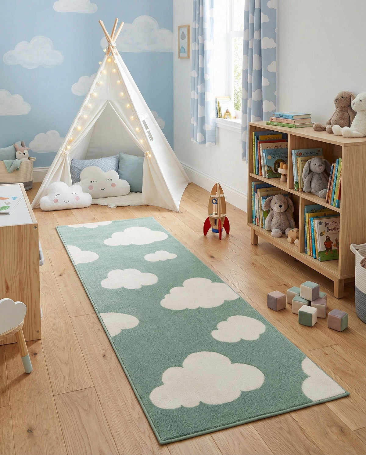 Wonder Tykes Collection Area Rug -  Dreamview Runner Soft Green  lifestyle 110