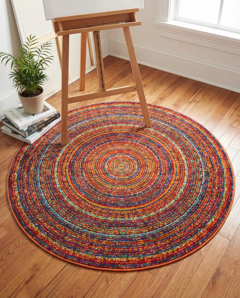 Caribbean Cove Collection Area Rug -  Martinique Round Multi  lifestyle 36