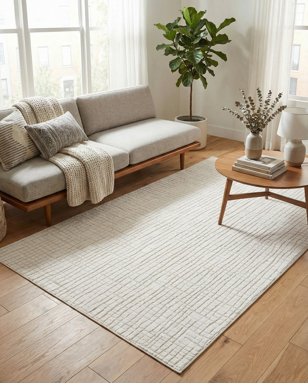 Haven Tapestry Collection Area Rug - WhisperingFalls Rectangle Ivory White Main
